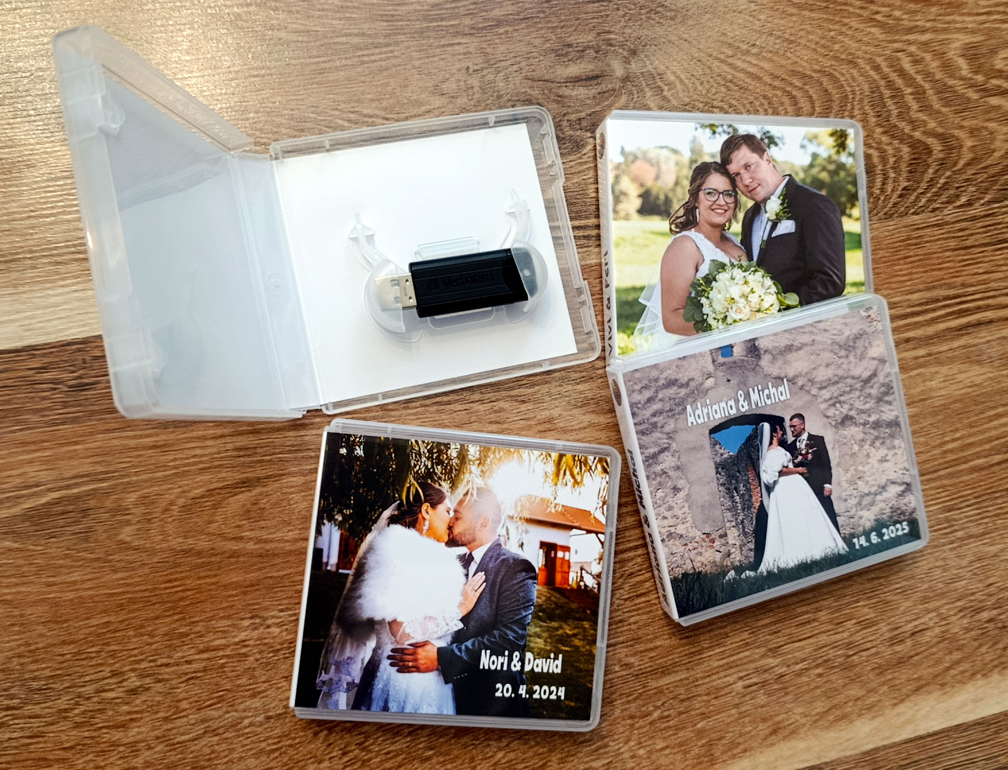 Svadobný usb kľúč v obale s potlačou